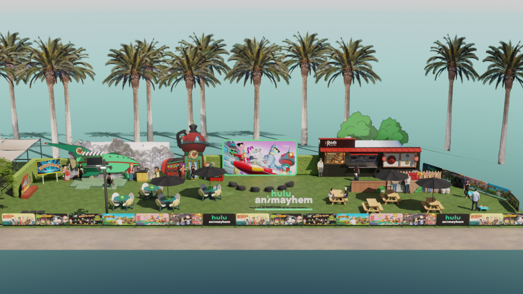 A rendering preview of Hulu Animayhem at SDCC 2026.  